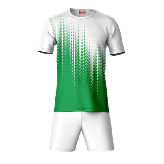 Green gradient sports t-shirt with white shorts coord set front view for men