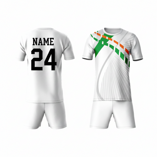 Green grey activewear t-shirt with white shorts back view