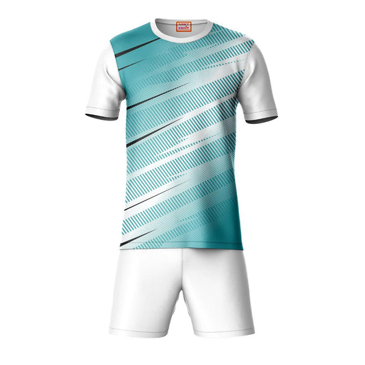 Green teal sports t-shirt with white shorts co-ord set front view