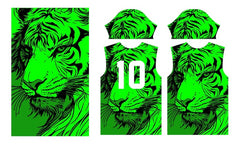 Next Print Round Neck Green Tiger Design for Sportswear and Jersey.