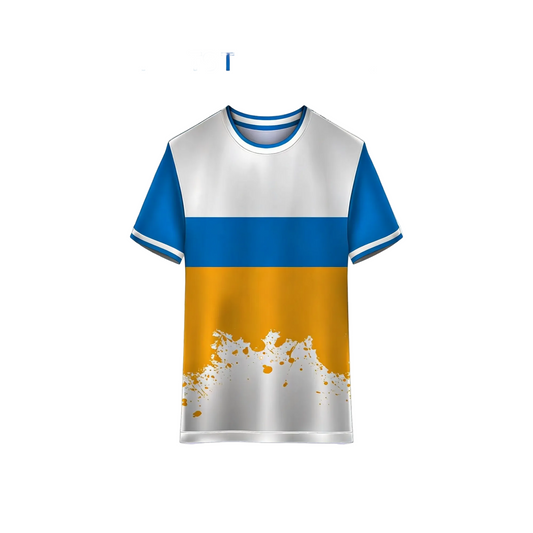 Grey blue yellow custom sports jersey for cricket and football teams in India