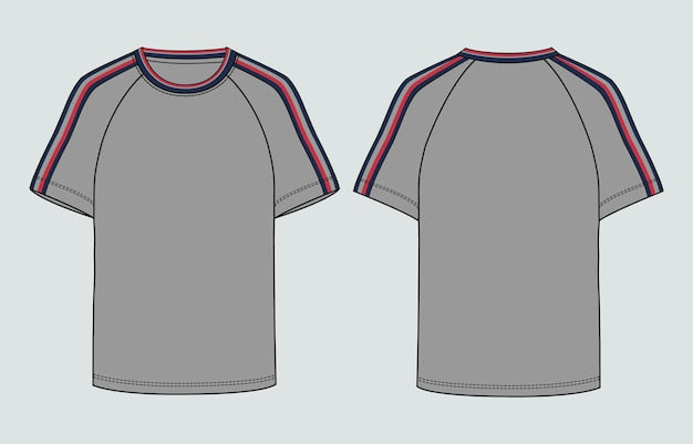 Next Print Grey color raglan short sleeve t shirt template front and back