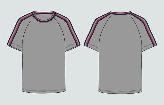 Next Print Grey color raglan short sleeve t shirt template front and back