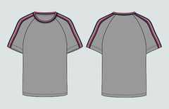 Next Print Grey color raglan short sleeve t shirt template front and back