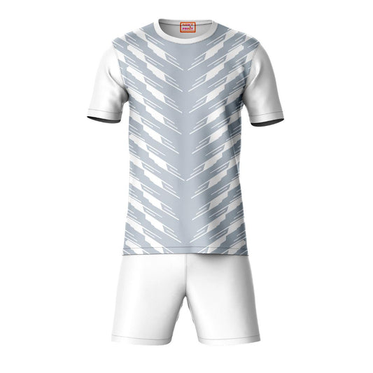 Grey pattern sports t-shirt with white shorts co-ord set front view