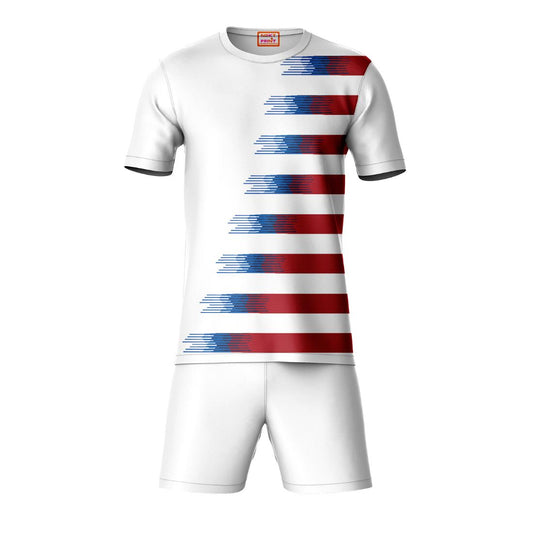 Grey red sports t-shirt with white shorts co-ord set front view