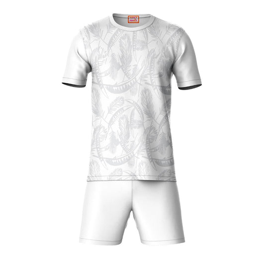 Grey sports t-shirt with white shorts co-ord set front view
