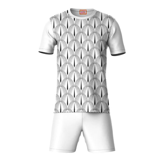 Grey sports t-shirt with white shorts co-ord set front view