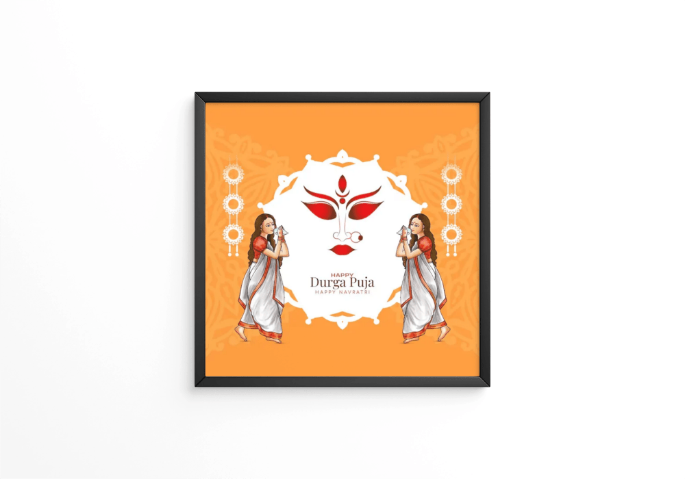 Happy Durga puja and Navratri traditional religious festival frame - Next Print