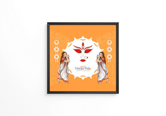 Happy Durga puja and Navratri traditional religious festival frame - Next Print