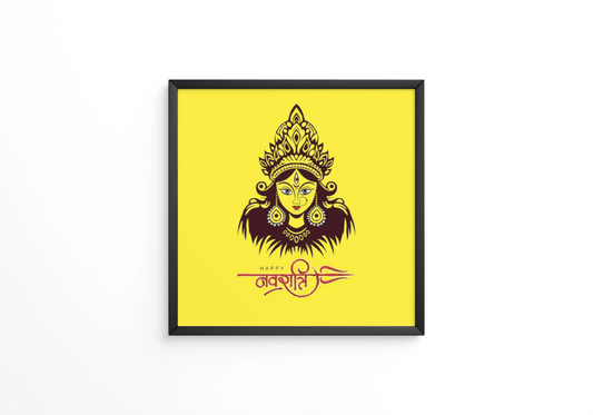 Happy navratri festival greeting with maa durga face frame - Next Print
