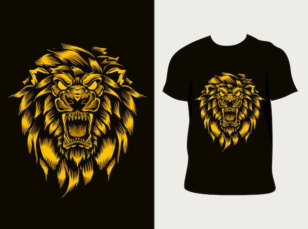 Next Print Illustration angry lion head with t shirt design