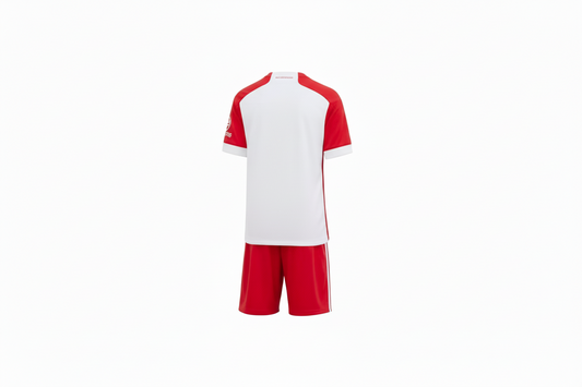NextPrint Premium White & Red Kids Football Jersey Set (T-Shirt & Shorts) – Customizable