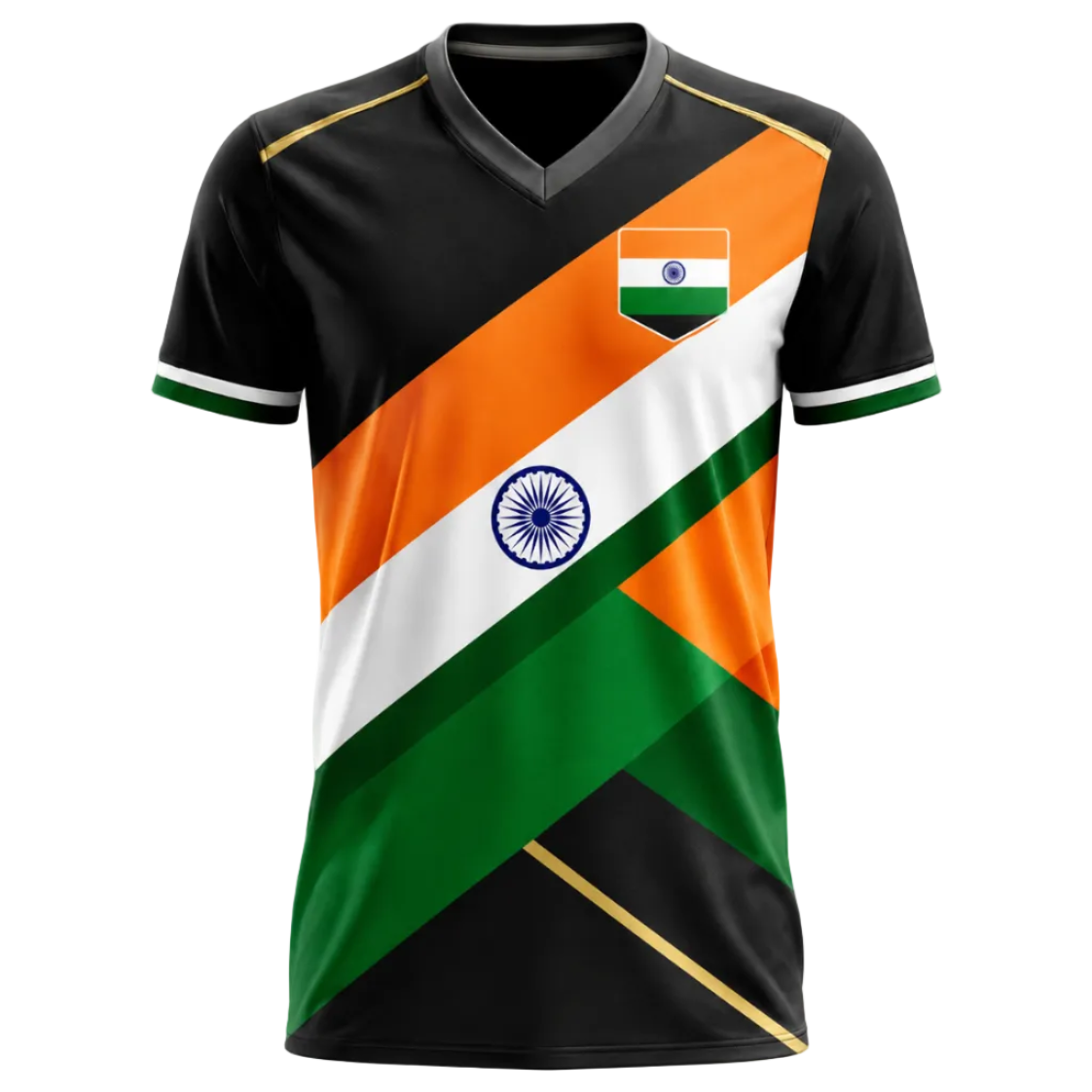 Independence 2026 Black Tricolour Victory Stripe Sports Jersey front view