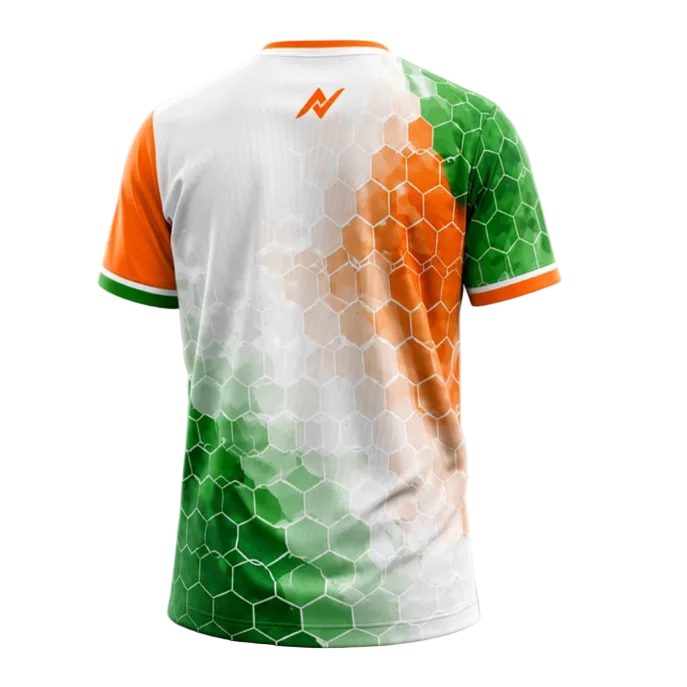 Independence 2026 Saffron White Green Hexa Pride Sports Jersey back view