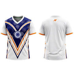 Independence 2026 White Navy Victory Crest Sports Jersey side angle view