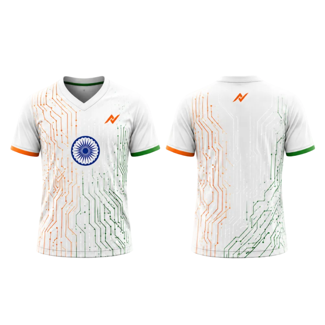 Independence 2026 White Saffron Green Digital Pride Sports Jersey side angle view