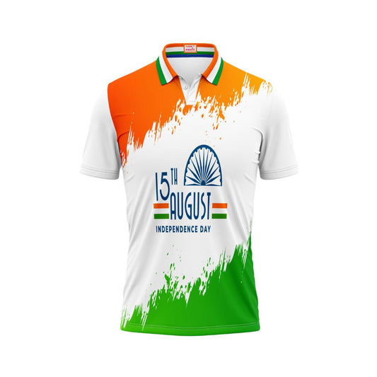 India Independence Day 15th August Tricolor Patriotic Polo T-Shirt with Independence Day Graphic Design | NextPrint