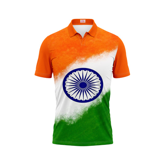 India Independence Day Ashoka Chakra Tricolor Patriotic Polo T-Shirt for 15 August Celebration | NextPrint