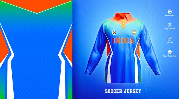 India cricket team jersey design or India football team jersey design