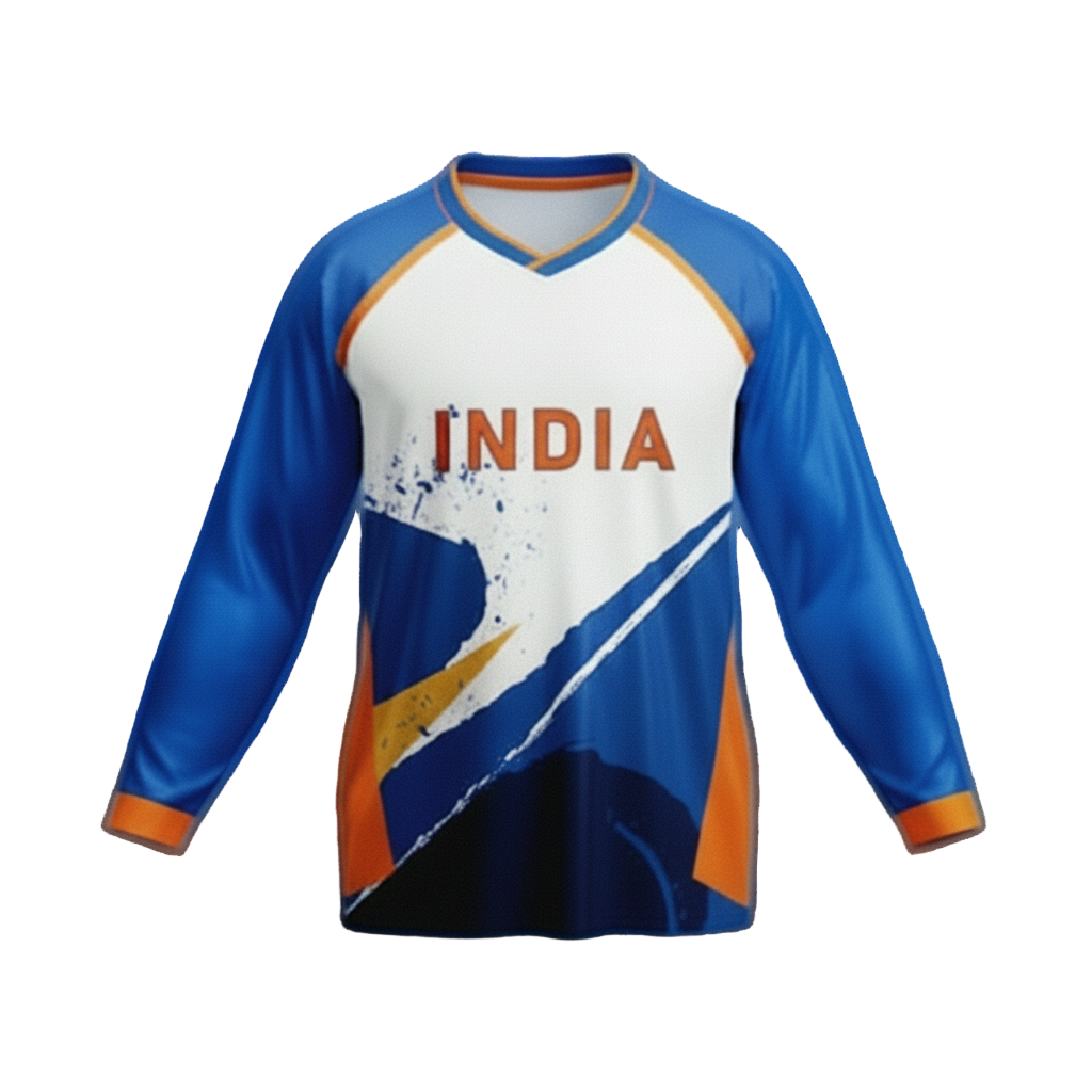 Next Print Customised India cricket team sports kit jersey with name and number print.