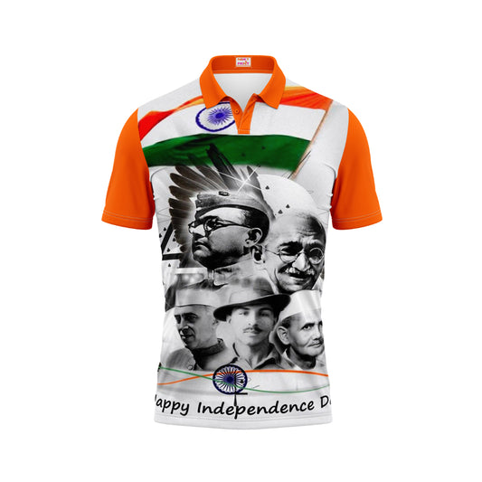 India Independence Day Polo Neck Proud India Tricolor Patriotic Printed T-Shirt | NextPrint