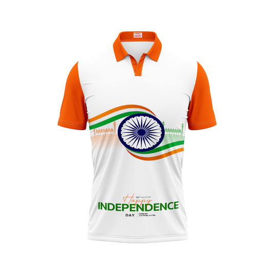 India Independence Day Polo Neck Desh Prem Tricolor Patriotic Printed T-Shirt | NextPrint