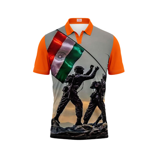 India Independence Day Polo Neck Tricolor Pride Patriotic Printed T-Shirt | NextPrint