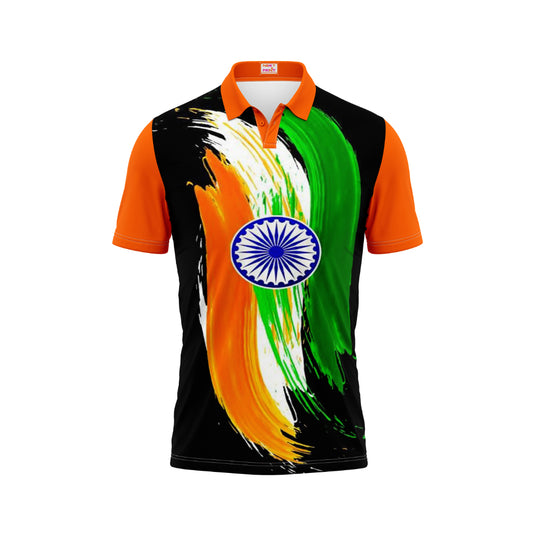 India Independence Day Polo Neck Tricolor Heritage Bold Patriotic Printed T-Shirt | NextPrint