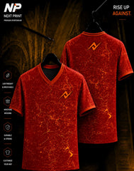 Inferno Collection Molten Core Crimson Red V-Neck Sublimation Sports Jersey Front and Back Mockup