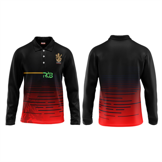 IPL RCB black red personalized cricket jersey with long sleeves for teams