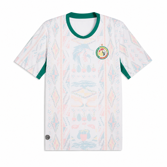 Japan inspired white rainbow stripe football fan jersey front view