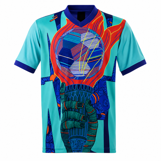 Kansas City inspired blue football fan jersey front view