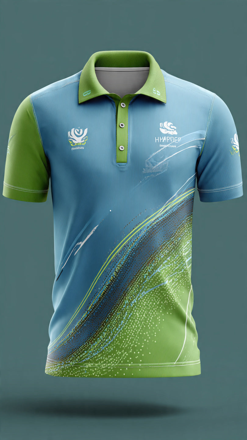 Next Print Cricket Premium Sublimation Cricket Jerseysport jersey combined with green and blue pole t- shirt / All over printed / men and women