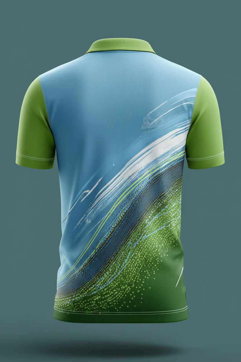 Next Print Cricket Premium Sublimation Cricket Jerseysport jersey combined with green and blue pole t- shirt / All over printed / men and women