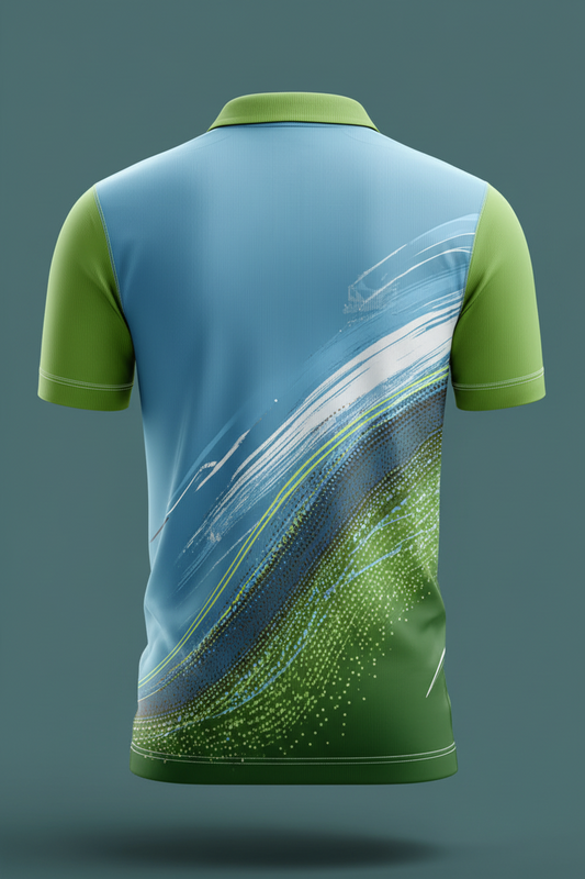 Next Print Cricket Premium Sublimation Cricket Jerseysport jersey combined with green and blue pole t- shirt / All over printed / men and women