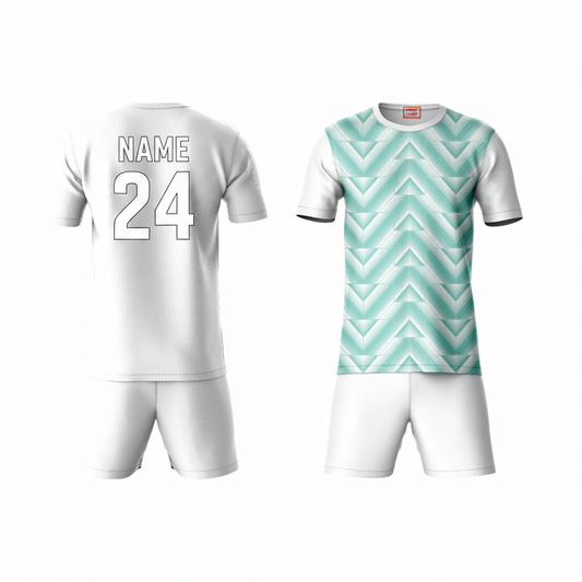 Light green activewear t-shirt with white shorts back view