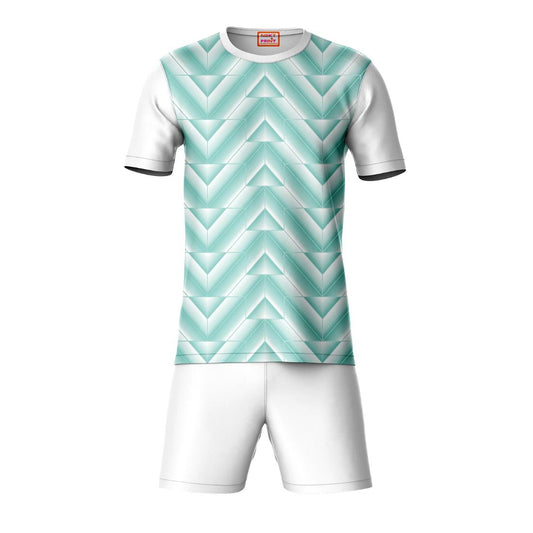 Light green sports t-shirt with white shorts co-ord set front view