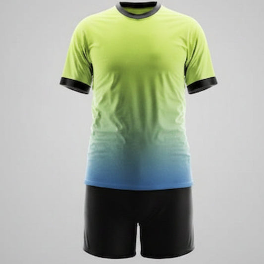 Lime gradient sports jersey with black shorts front view