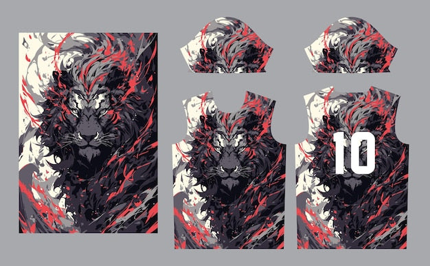 Next Print Lion Apparel Mockup with Artistic Splatter and Number 10
