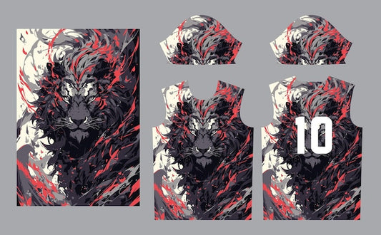 Next Print Lion Apparel Mockup with Artistic Splatter and Number 10