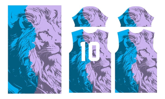 Next Print Lion face printed sports jersey with number 10