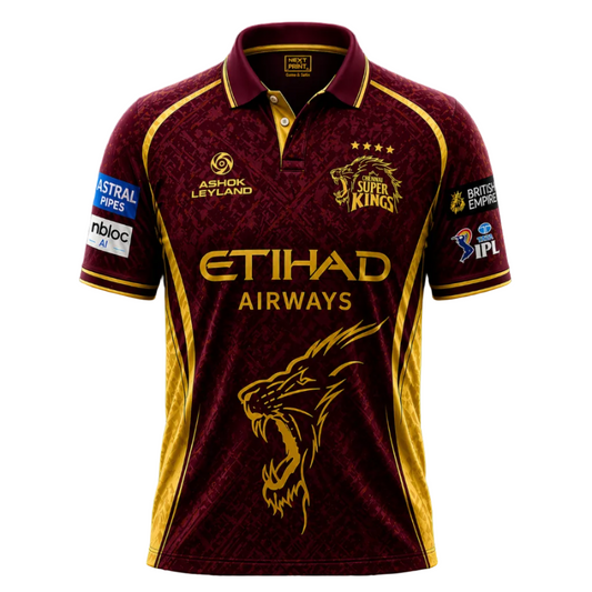 Next print Custom Maroon Gold Cricket Jersey for Teams | Breathable Sports Wear India