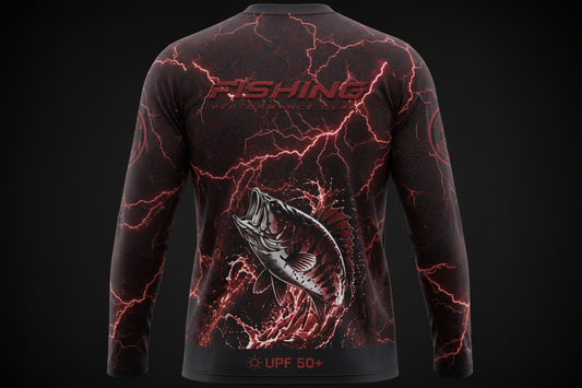 Premium Fishing Performance Shirt for Men – UV 50+ Long Sleeve Tactical Angler Jersey with Fish Splash Graphic