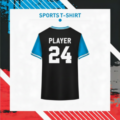 Men’s breathable black red sports t-shirt for team wear