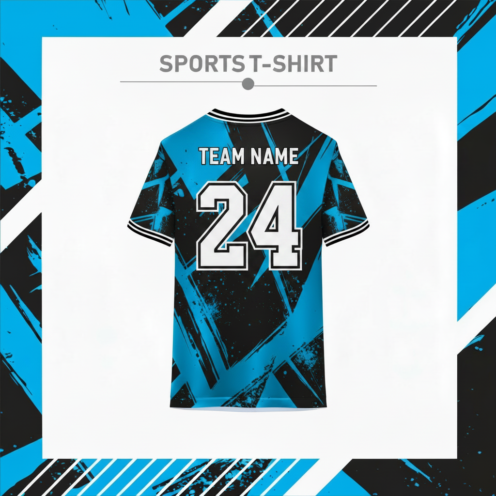 Men's geometric blue black team sports shirt for training