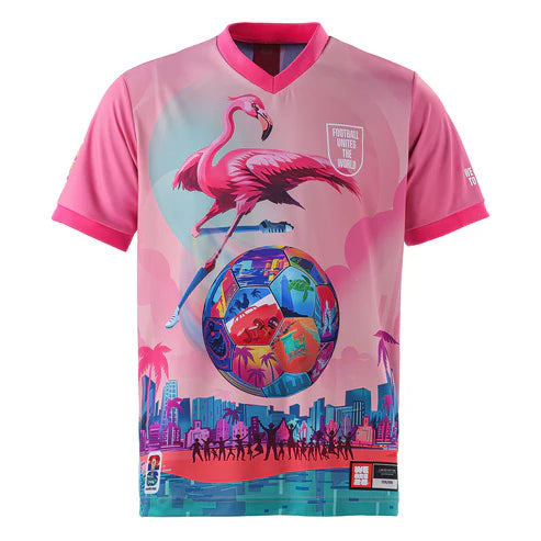 Miami Host City Jersey 2026 Limited Edition Football Jersey Front View Featuring Flamingo and Tropical Artwork