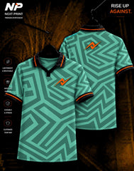 Mint green geometric maze sublimation polo sports jersey front and back design by Next Print