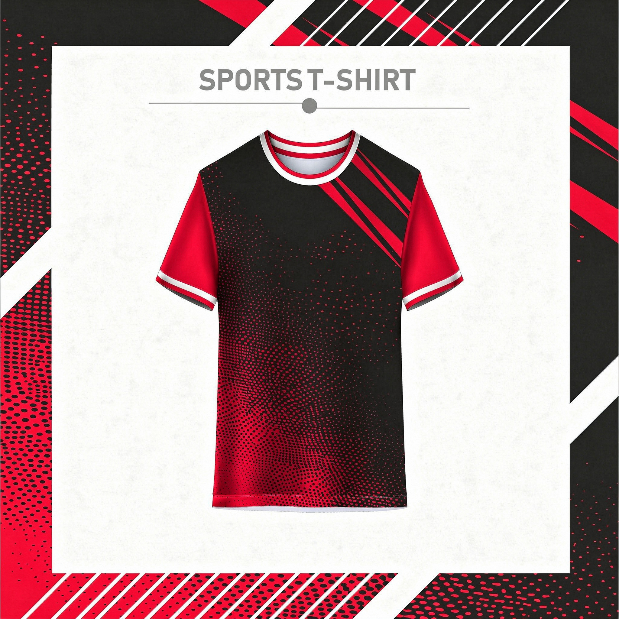 Modern black and red sports t-shirt custom athletic jersey front view