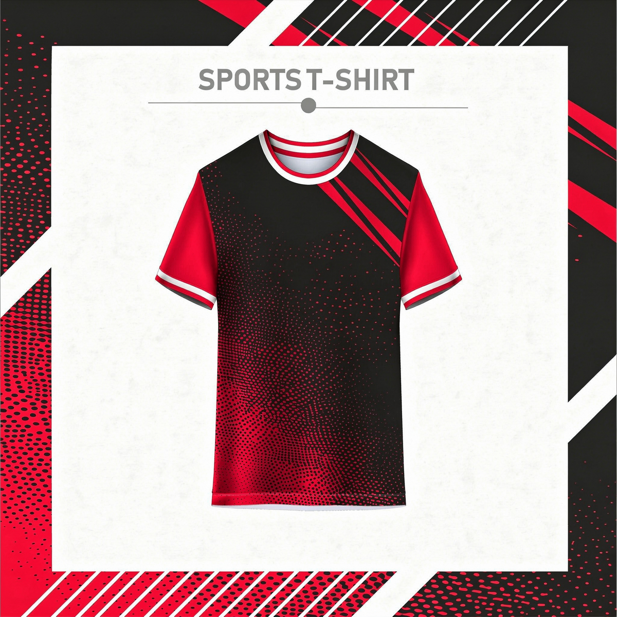 Modern black and red sports t-shirt custom athletic jersey front view